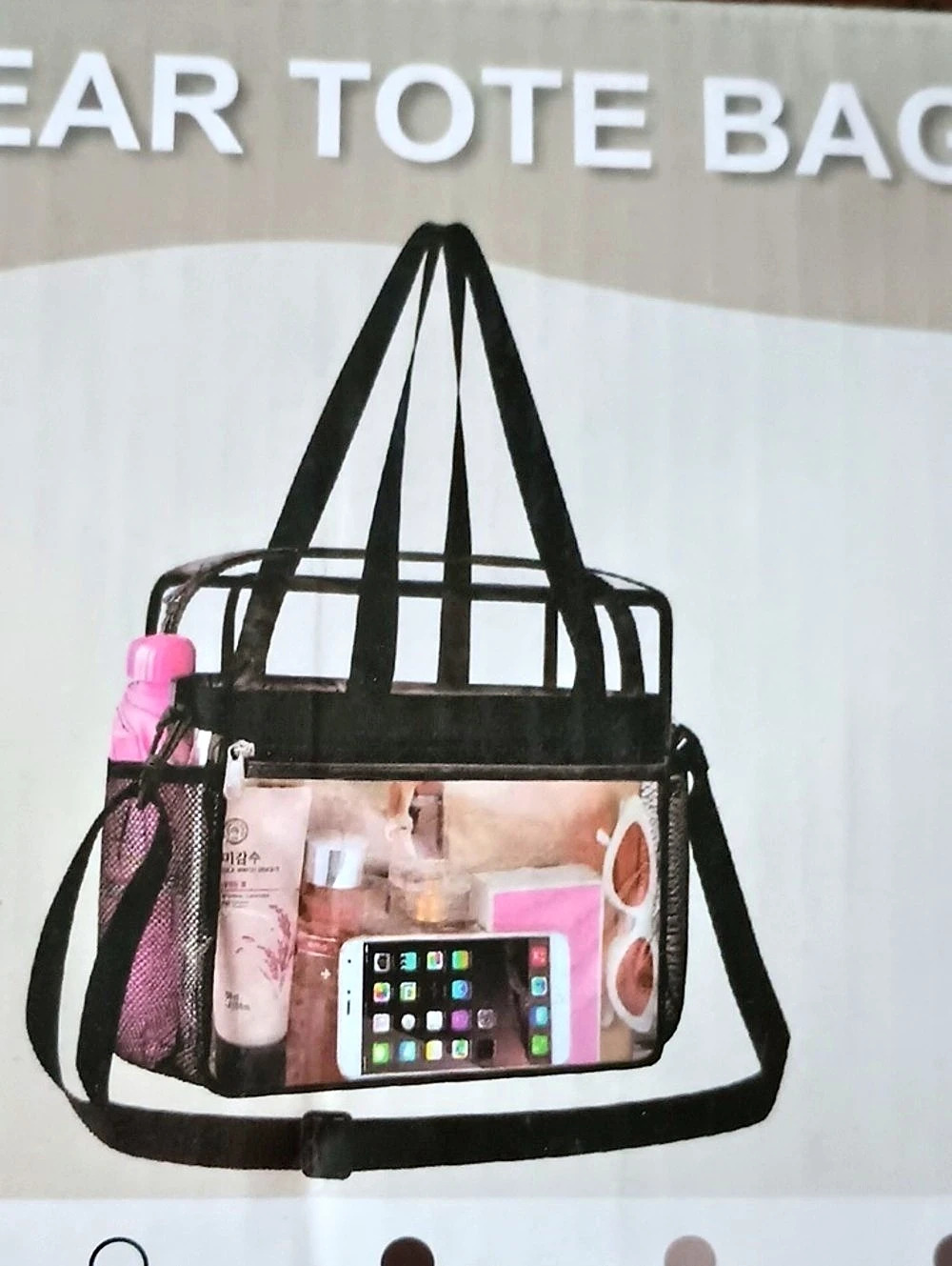 Clear Tote Bag Black And Clear Stadium Tote Durable Stadium Approved Gym Sports